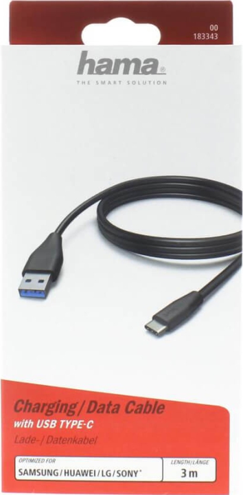 Hama Ladekabel USB-A 3.0 til USB-C - 3 Meter