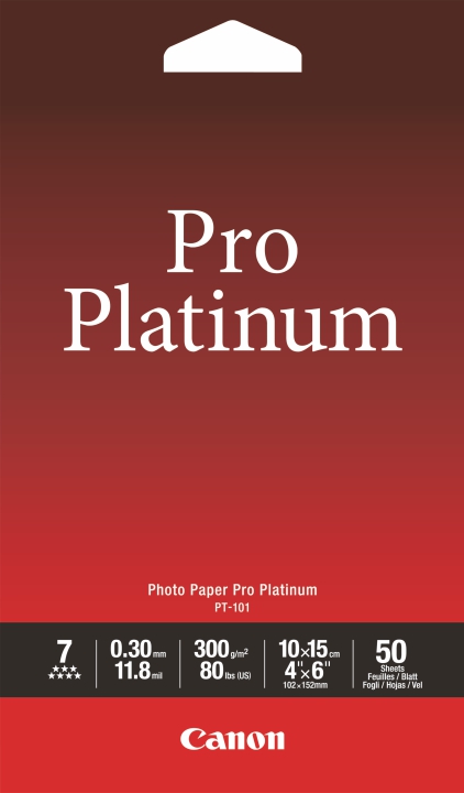 Canon Pro Platinum Fotopapir 10x15cm Blank 300g/m² - 20 Sider