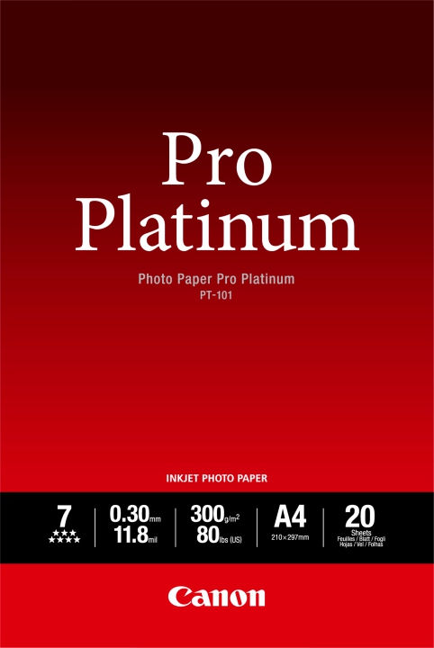 Canon Pro Platinum Fotopapir A4 Blank 300g/m² - 20 Sider